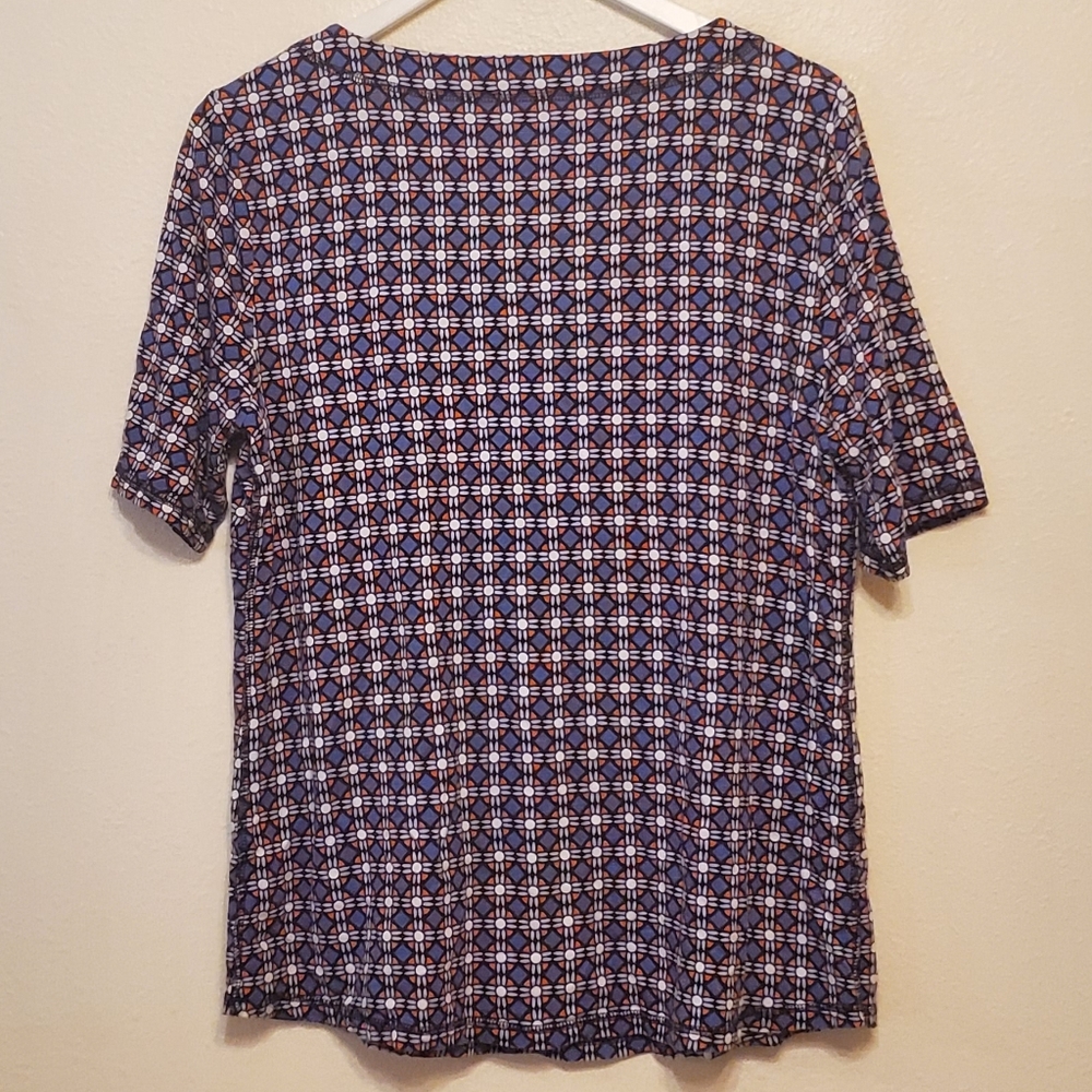 T By Talbots Bright Geometric Print Split-Neck Top - image 5